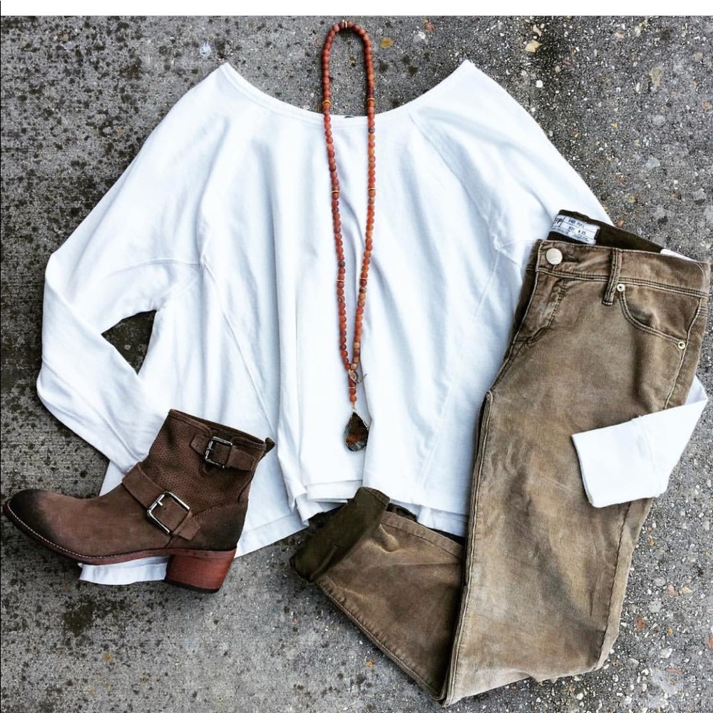 Free people white long sleeve top